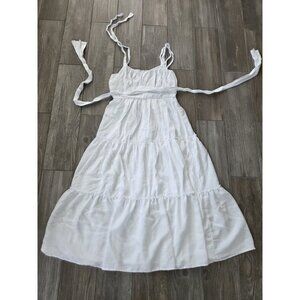 Miami For Francesca Tired White Prairie Dress With Strap In Size Medium